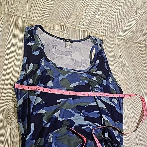 Venus Blue Multi Ruched Tank Dress Blue Multi Camo Womens Plus Size 2X NEW - Picture 10 of 11
